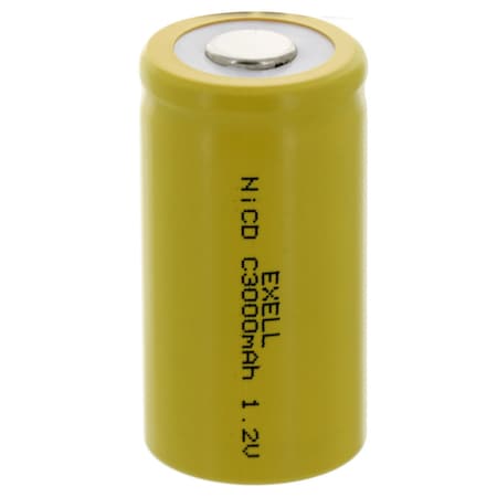 Exell Battery C Size 1.2V 3000mAh NiCD Flat Top Rechargeable Battery EBC-335-0